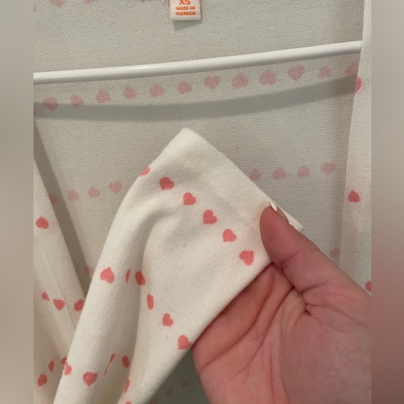 LulaRoe NWT White Cardigan with Pink Hearts Women’s Size XS - Picture 9 of 9